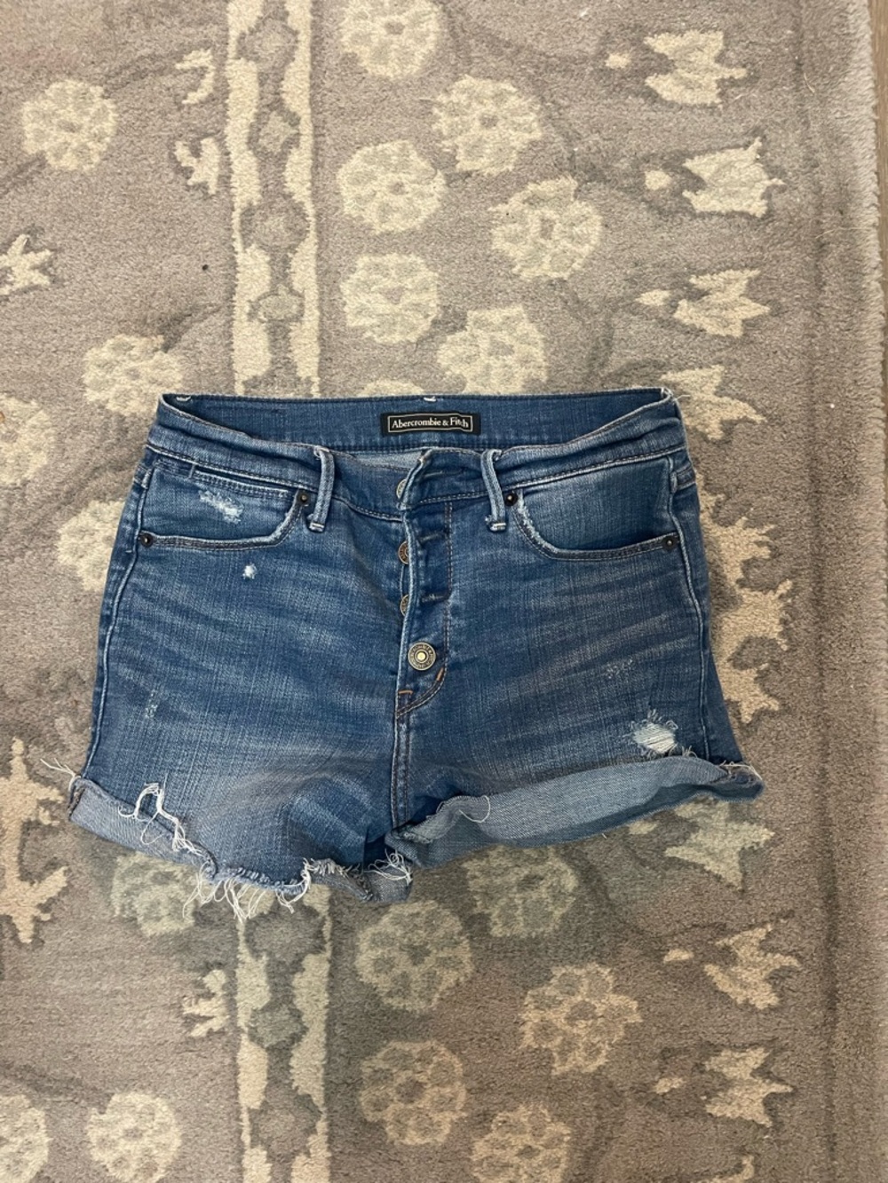 Y2K 2000s Vintage Abercrombie & Fitch Distressed Denim Roll-Hem Shorts